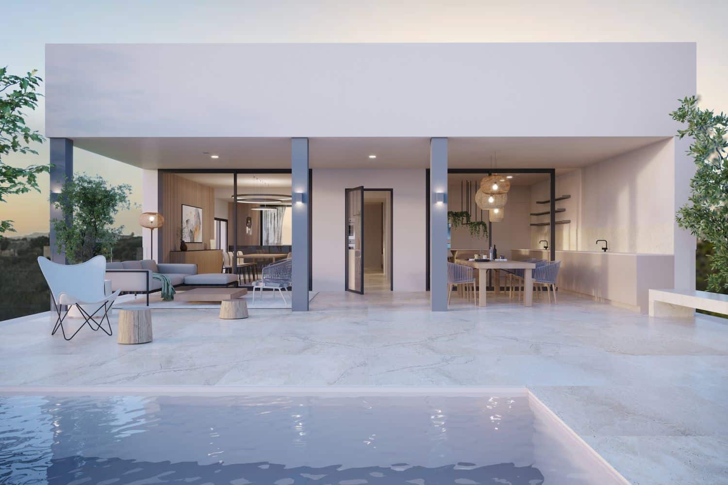 Terraza y piscina