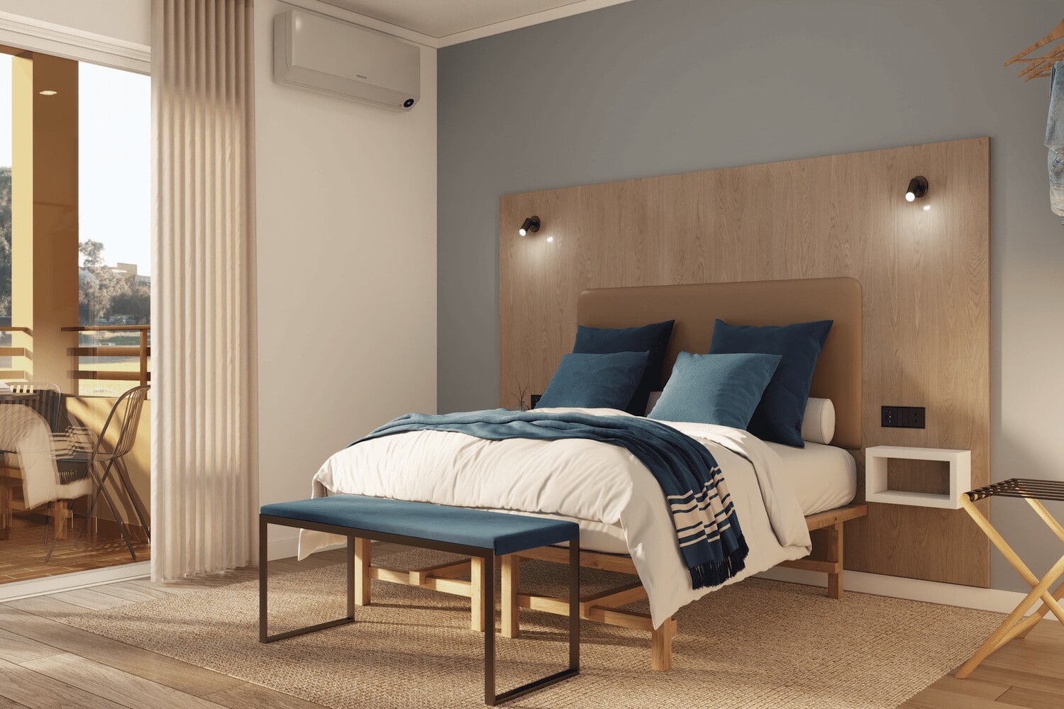 Dormitorio con terraza