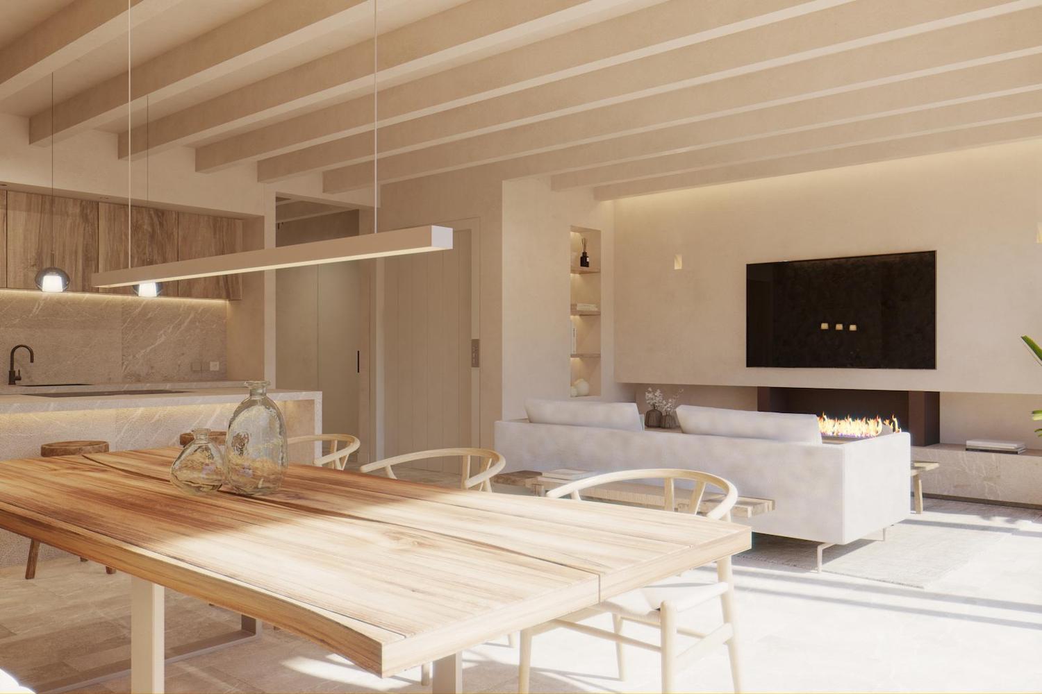 Salón-comedor con chimenea