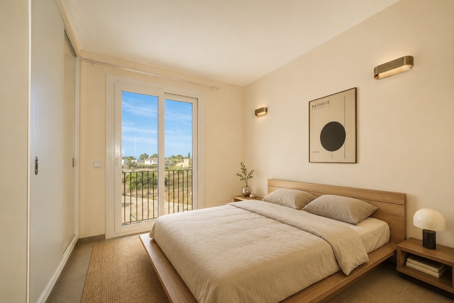 Dormitorio luminoso con acceso al balcón y vistas abiertas